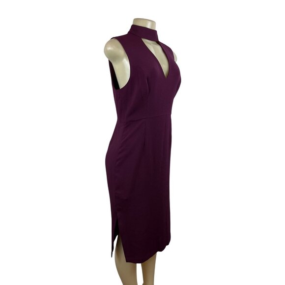 BCBGeneration Womens Sleeveless Plum Midi Dress with Choker Collar Sz 8 - Picture 2 of 8